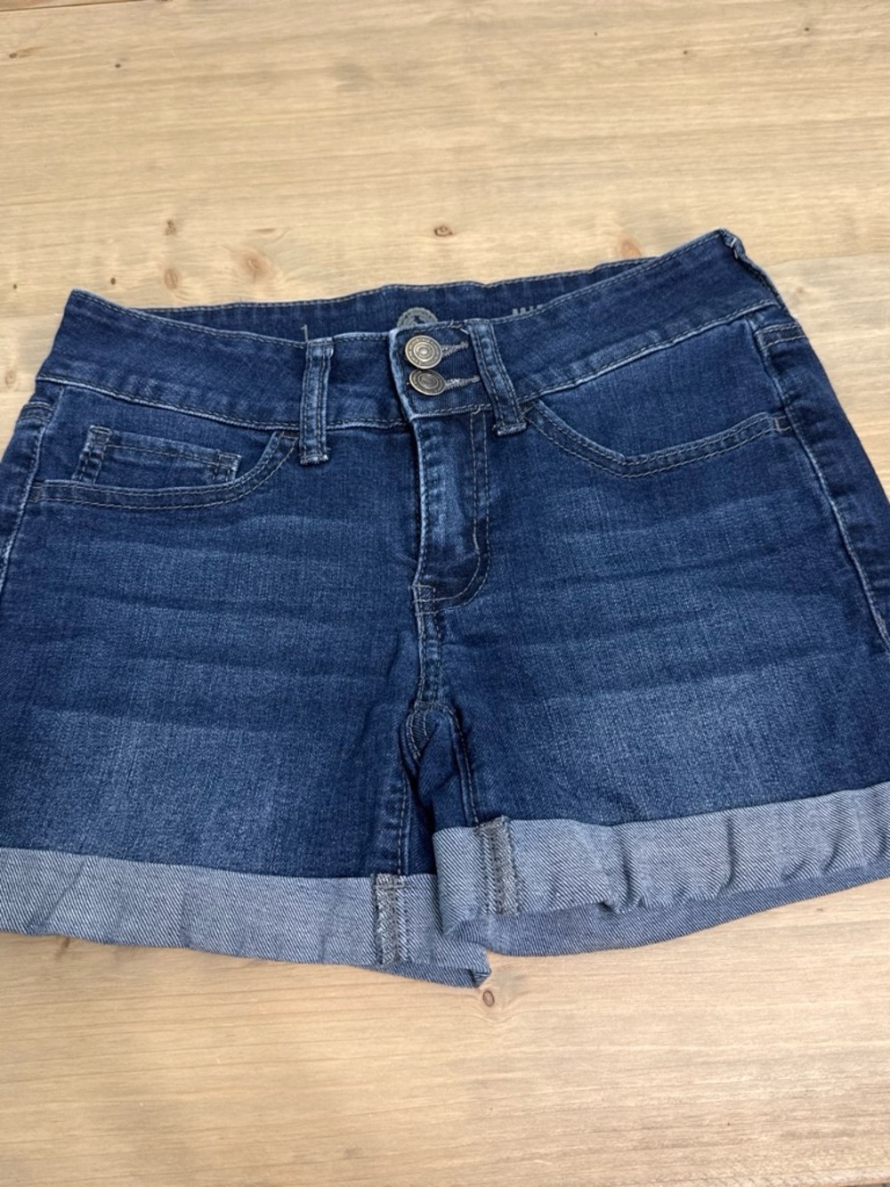 SO Women's Dark Blue Rolled Hem Jean Shorts
